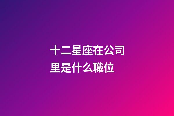 十二星座在公司里是什么職位-第1張-星座運勢-玄機派