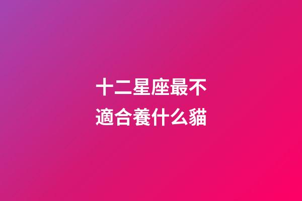 十二星座最不適合養什么貓-第1張-星座運勢-玄機派
