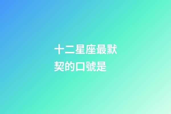 十二星座最默契的口號是-第1張-星座運勢-玄機派