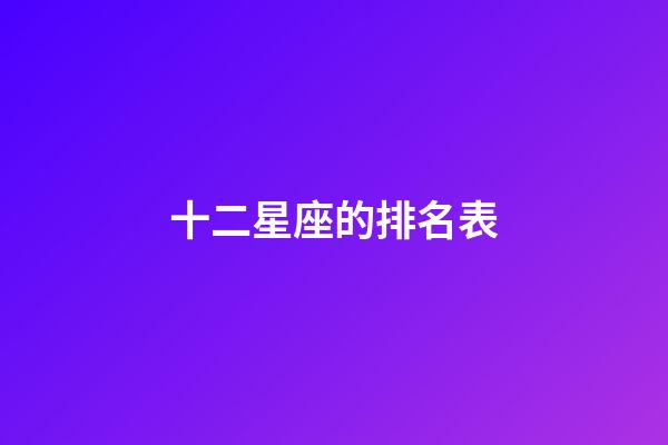十二星座的排名表-第1張-星座運勢-玄機派