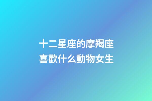十二星座的摩羯座喜歡什么動物女生-第1張-星座運勢-玄機派