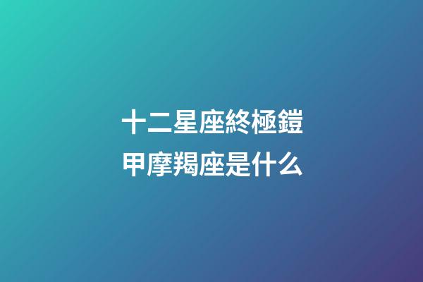 十二星座終極鎧甲摩羯座是什么