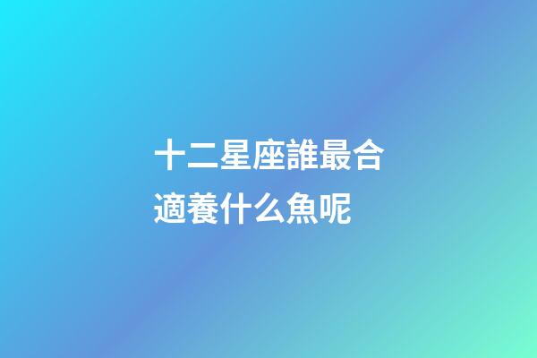 十二星座誰最合適養什么魚呢-第1張-星座運勢-玄機派