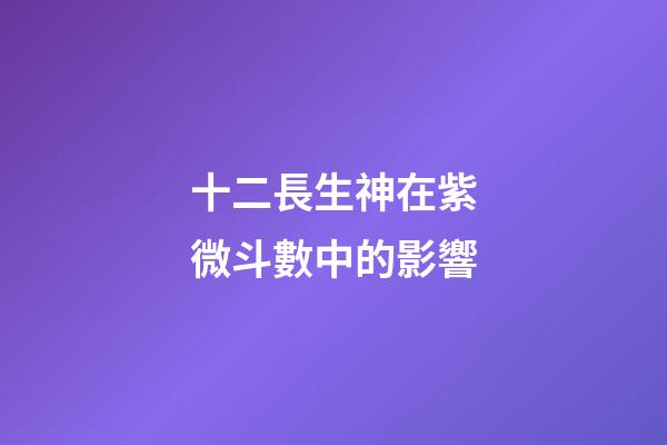 十二長生神在紫微斗數中的影響