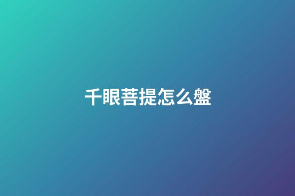 千眼菩提怎么盤
