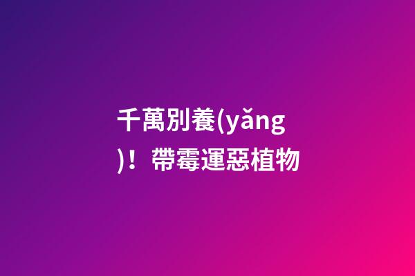 千萬別養(yǎng)！帶霉運惡植物