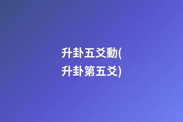 升卦五爻動(升卦第五爻)