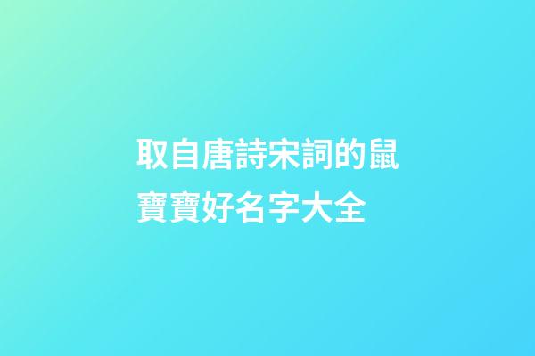 取自唐詩宋詞的鼠寶寶好名字大全