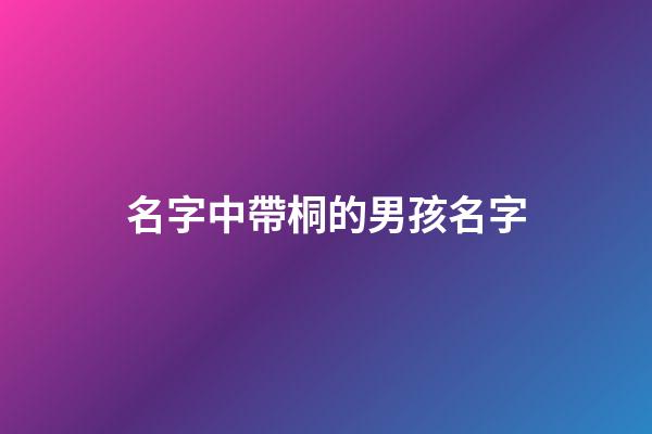 名字中帶桐的男孩名字(取名帶桐男孩名字)-第1張-男孩起名-玄機派