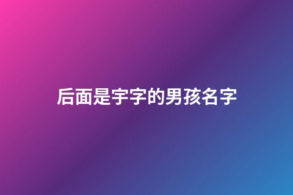 后面是宇字的男孩名字(名字后面帶宇的男孩名字)-第1張-男孩起名-玄機派