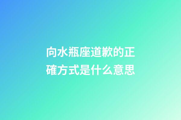 向水瓶座道歉的正確方式是什么意思-第1張-星座運勢-玄機派