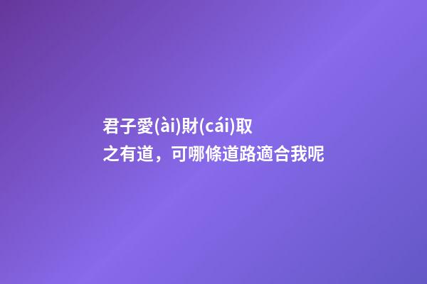 君子愛(ài)財(cái)取之有道，可哪條道路適合我呢?