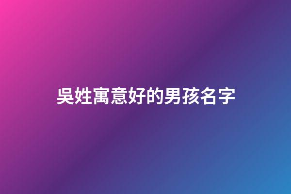 吳姓寓意好的男孩名字(吳姓寓意好的男孩名字屬龍)-第1張-男孩起名-玄機(jī)派