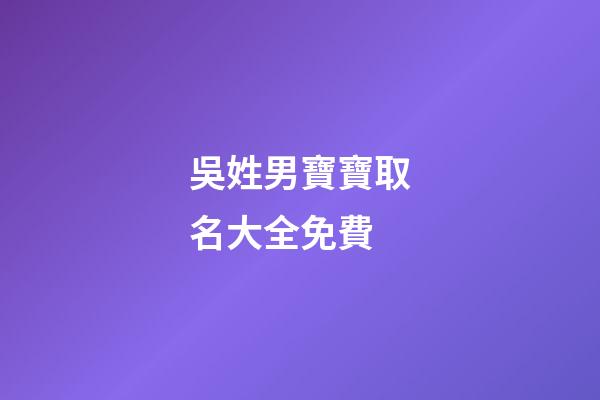 吳姓男寶寶取名大全免費(吳姓男孩取名100分免費)-第1張-男孩起名-玄機派
