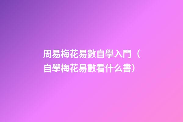 周易梅花易數自學入門（自學梅花易數看什么書）