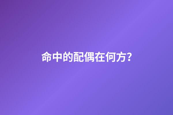 命中的配偶在何方？