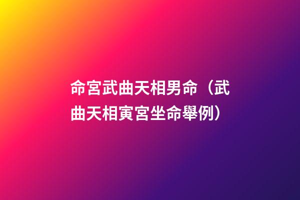命宮武曲天相男命（武曲天相寅宮坐命舉例）-第1張-觀點-玄機派