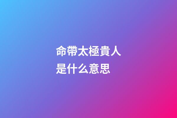 命帶太極貴人是什么意思