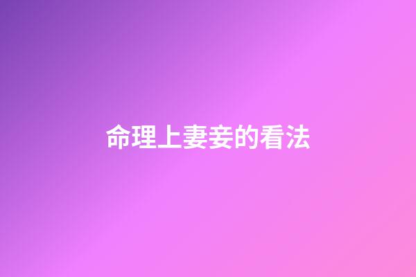 命理上妻妾的看法