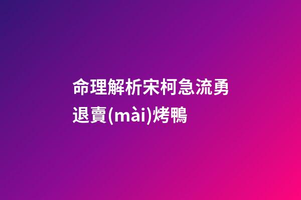 命理解析宋柯急流勇退賣(mài)烤鴨