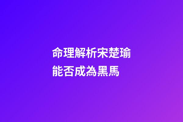 命理解析宋楚瑜能否成為黑馬