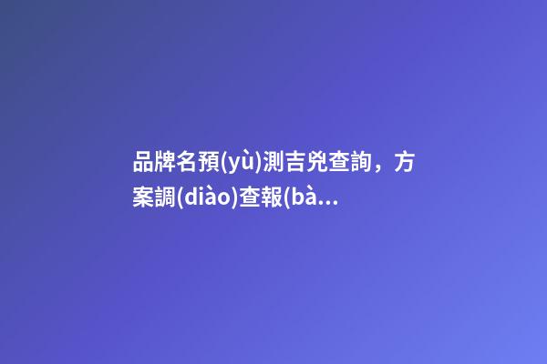 品牌名預(yù)測吉兇查詢，方案調(diào)查報(bào)表
