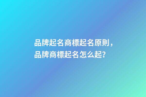 品牌起名商標起名原則，品牌商標起名怎么起？-第1張-商標起名-玄機派