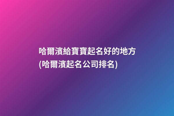 哈爾濱給寶寶起名好的地方(哈爾濱起名公司排名)