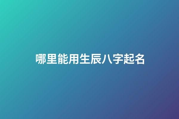 哪里能用生辰八字起名