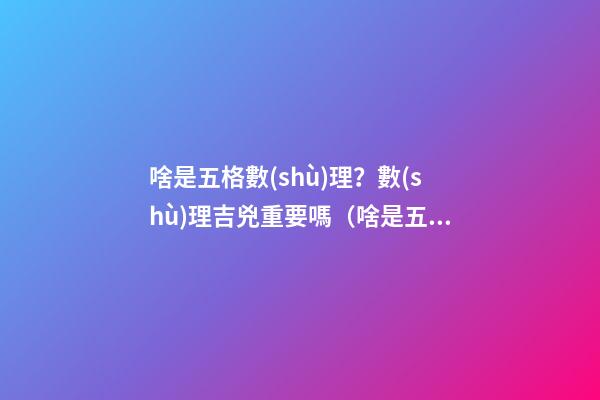 啥是五格數(shù)理？數(shù)理吉兇重要嗎（啥是五格數(shù)理?數(shù)理吉兇重要嗎視頻）