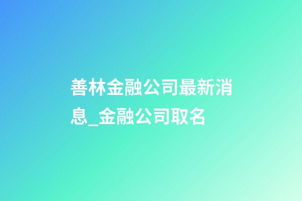 善林金融公司最新消息_金融公司取名-第1張-公司起名-玄機(jī)派
