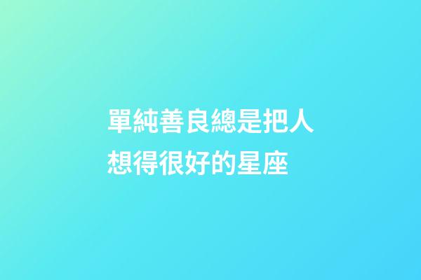 單純善良總是把人想得很好的星座-第1張-星座運勢-玄機派