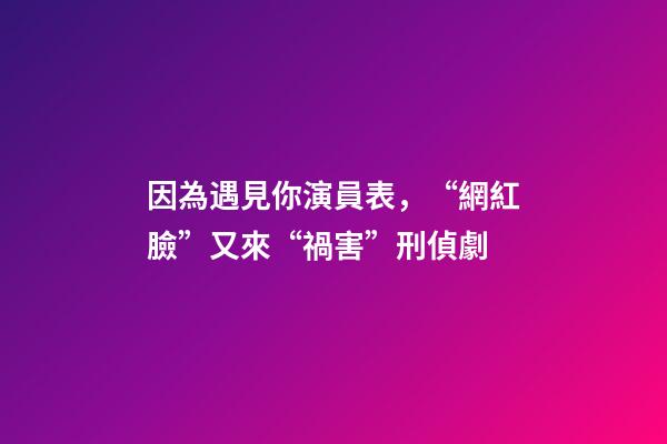 因為遇見你演員表，“網紅臉”又來“禍害”刑偵劇-第1張-觀點-玄機派