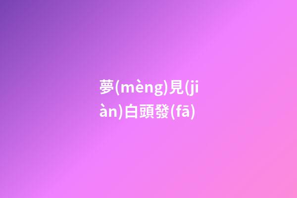 夢(mèng)見(jiàn)白頭發(fā)