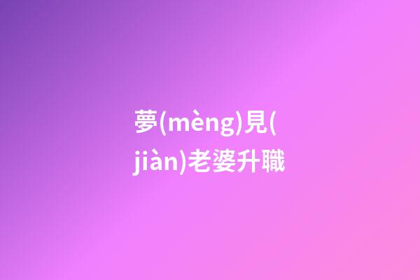 夢(mèng)見(jiàn)老婆升職