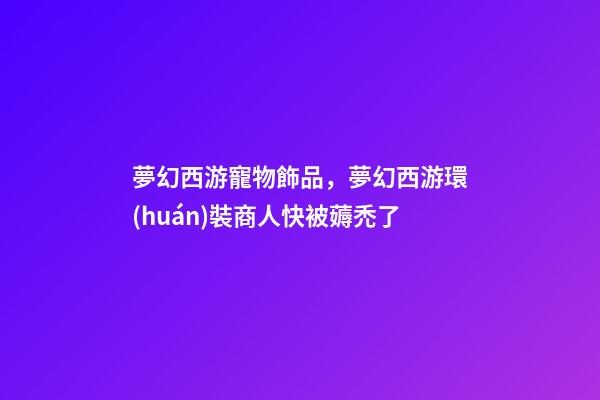 夢幻西游寵物飾品，夢幻西游環(huán)裝商人快被薅禿了-第1張-觀點-玄機派