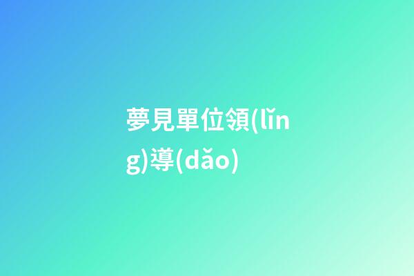 夢見單位領(lǐng)導(dǎo)