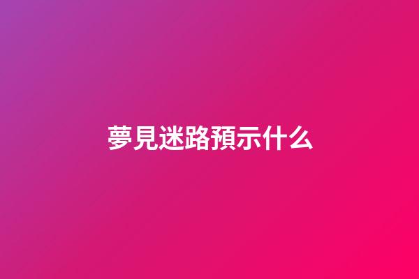 夢見迷路預示什么
