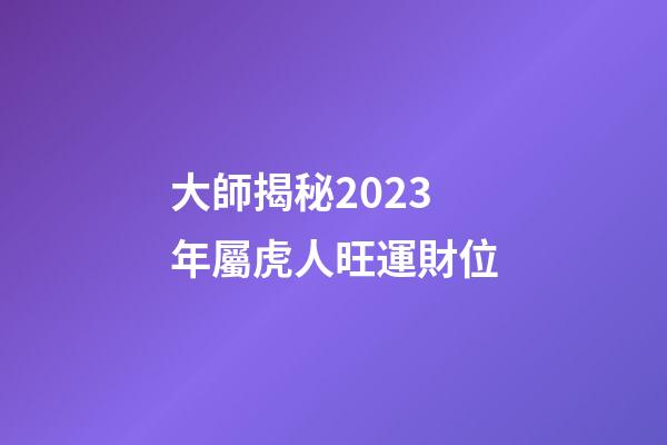大師揭秘2023年屬虎人旺運財位