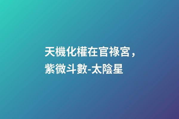 天機化權在官祿宮，紫微斗數-太陰星-第1張-觀點-玄機派