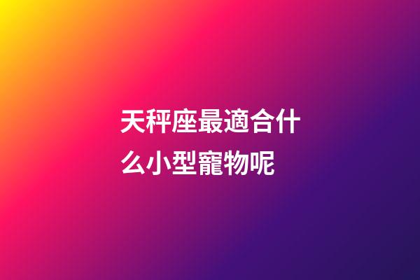 天秤座最適合什么小型寵物呢-第1張-星座運勢-玄機派