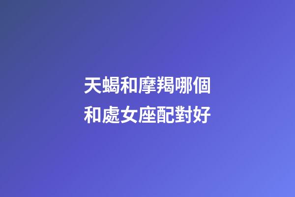天蝎和摩羯哪個和處女座配對好-第1張-星座運勢-玄機派