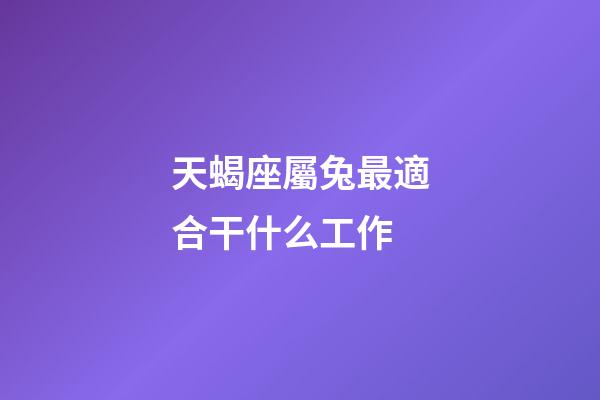 天蝎座屬兔最適合干什么工作-第1張-星座運勢-玄機派