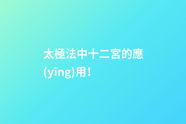 太極法中十二宮的應(yīng)用！