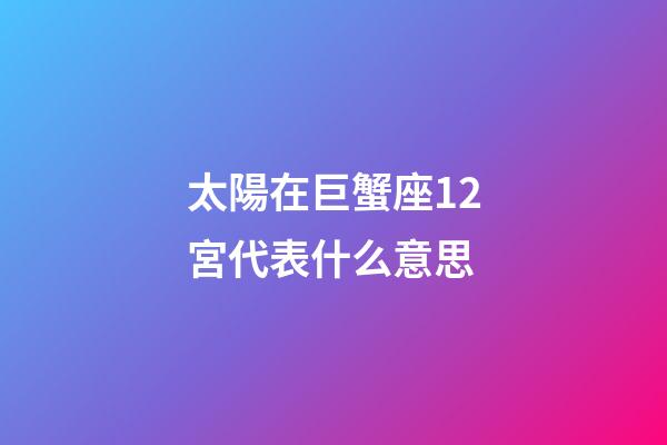 太陽在巨蟹座12宮代表什么意思-第1張-星座運勢-玄機派