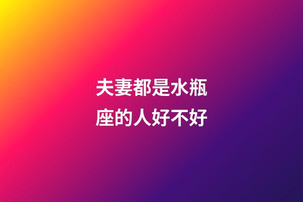 夫妻都是水瓶座的人好不好-第1張-星座運勢-玄機派