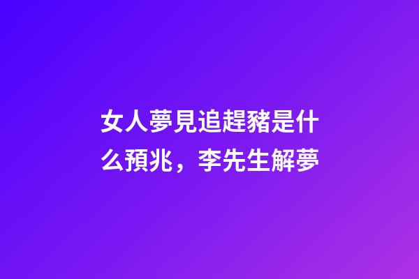 女人夢見追趕豬是什么預兆，李先生解夢-第1張-觀點-玄機派