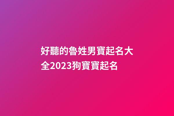 好聽的魯姓男寶起名大全2023狗寶寶起名