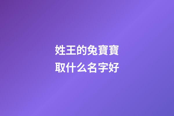 姓王的兔寶寶取什么名字好(姓王的兔寶寶取什么名字好呢)-第1張-寶寶起名-玄機派