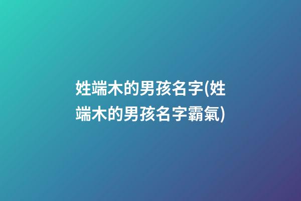 姓端木的男孩名字(姓端木的男孩名字霸氣)